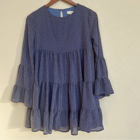 Alter’d State Women’s Dusty Purple Boho Babydoll Tiered Ruffle Mini Dress XS - Picture 1 of 5